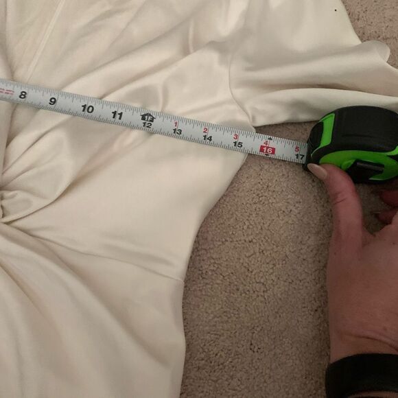 NWT Anthropologie BHLDN Maya Long-Sleeve Twist Satin Mini Dress Ivory - Picture 13 of 16